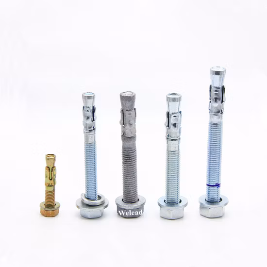 Fixador de parafuso de ancoragem de concreto de zinco de grau 4.8 de aço carbono usado para parede cortina, janelas, bandeja de cabos, estrutura de madeira fornecida diretamente pela fábrica fabricada na China