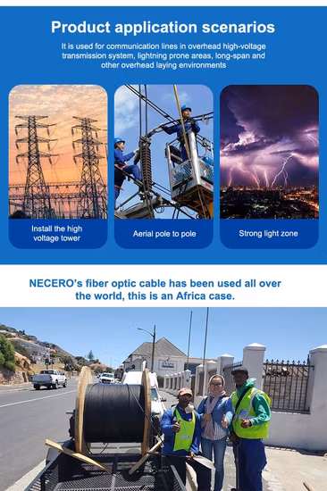 Cabo de fibra óptica externa ADSS